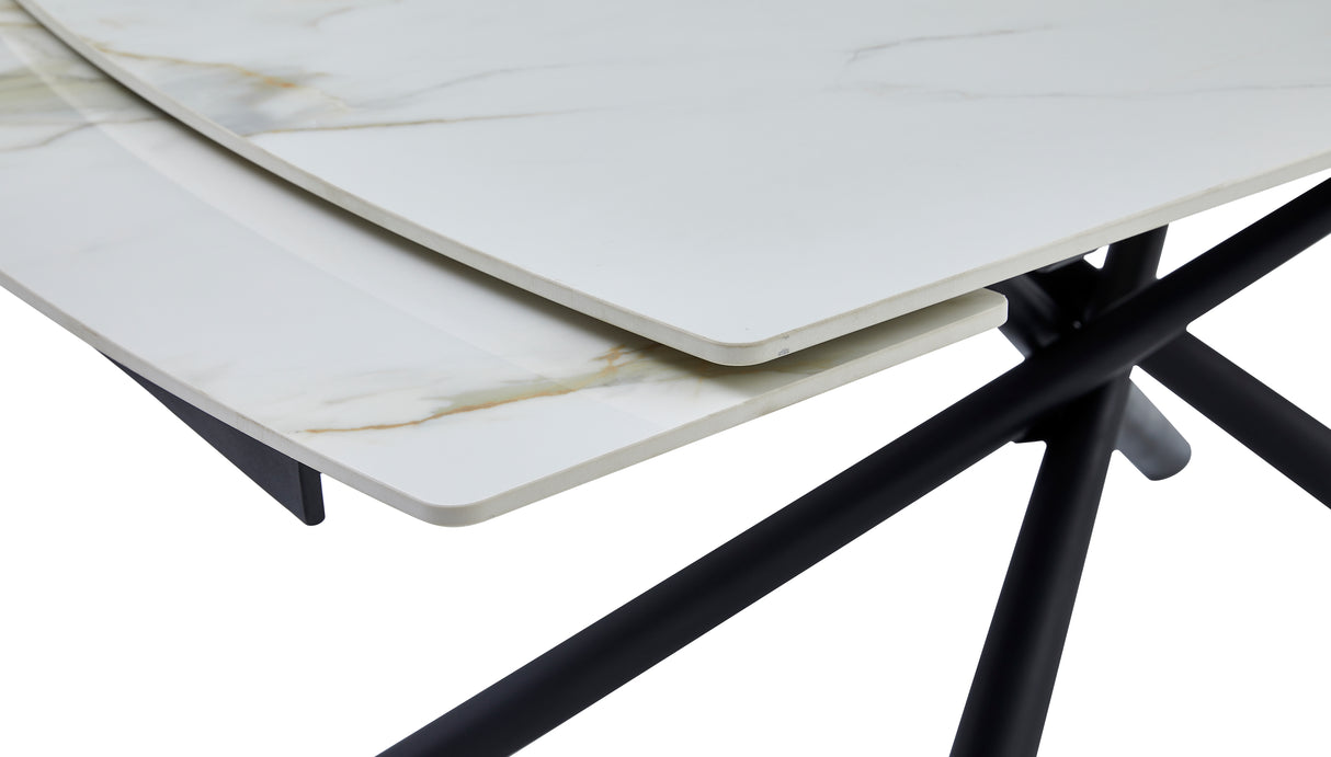 Aurelio Pro Ausziehtisch Keramik Weiß/Gold (140–200 cm)