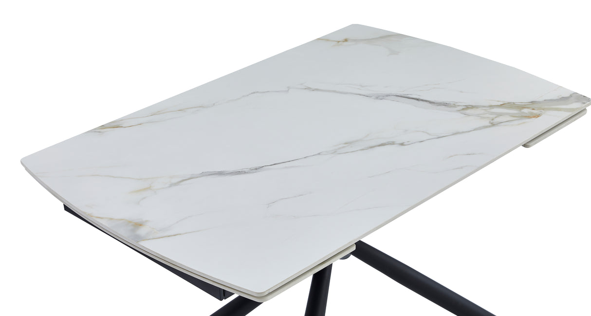 Aurelio Pro Ausziehtisch Keramik Weiß/Gold (140–200 cm)