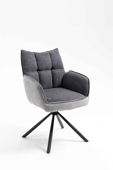 GOMES Armlehnstuhl  180° drehbar, Grau - 61x62x89