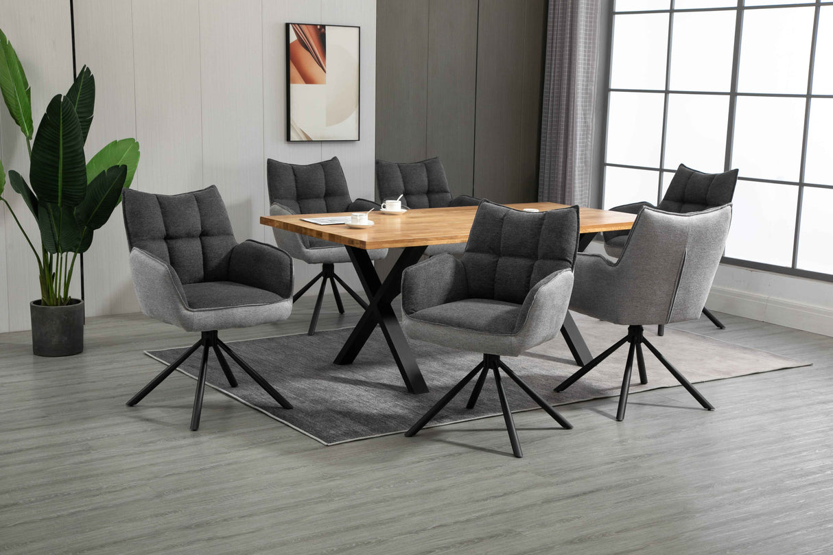 GOMES Armlehnstuhl  180° drehbar, Grau - 61x62x89