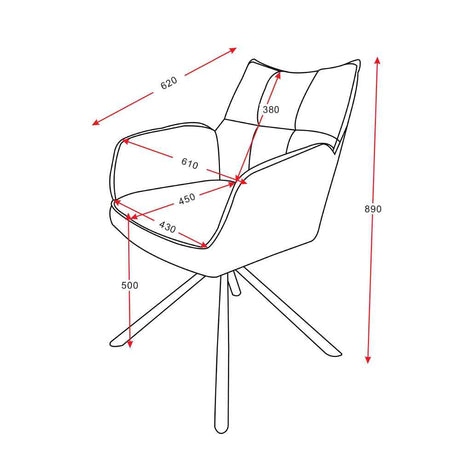 GOMES Armlehnstuhl  180° drehbar, Grau - 61x62x89