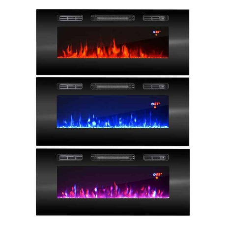 PALMOS Kommode mit Elektro Kamin- Mattschwarz 180x82x42cm