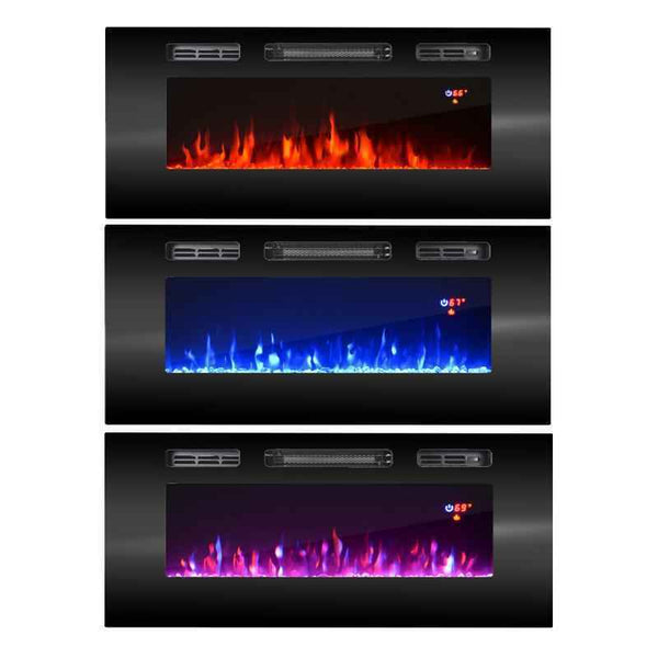 PALMOS Kommode mit Elektro Kamin- Mattschwarz 180x82x42cm