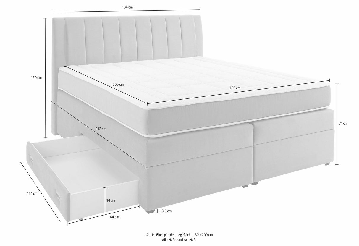 Prima Value Boxspringbett hellgrau