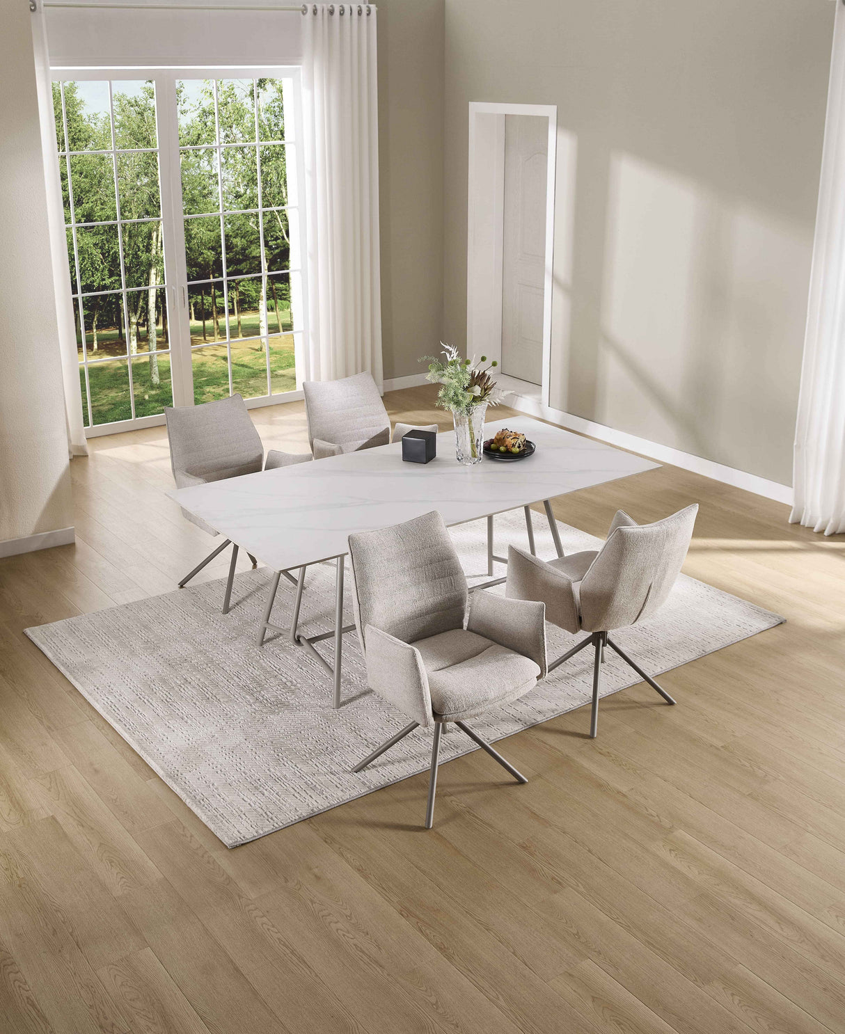 JOHANN Armlehnstuhl  180° Beige - komplett bezogen