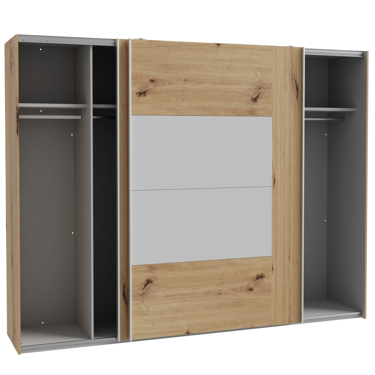 SATURN Kleiderschrank 280 cm Holz Eiche/weiss