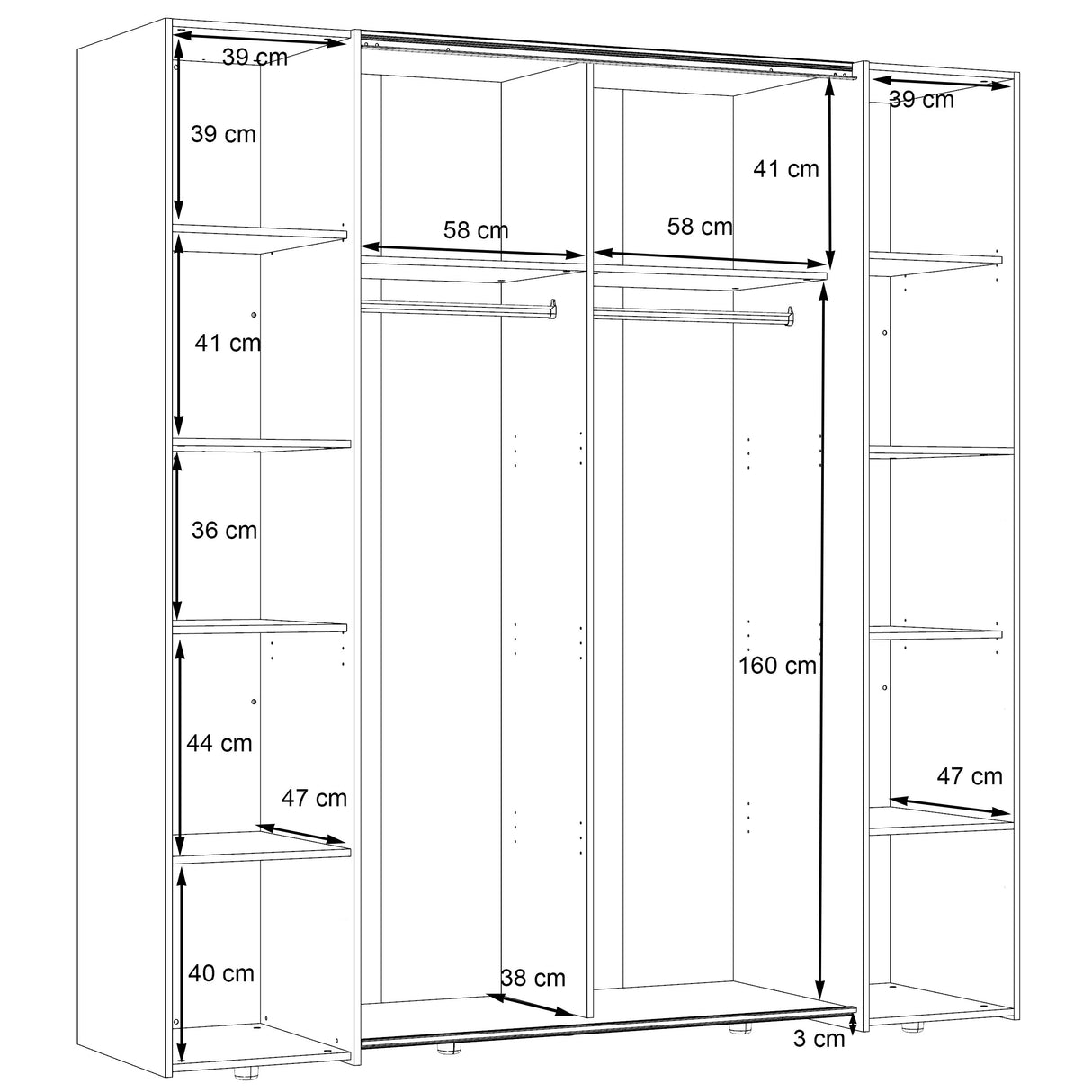 Kleiderschrank mit Spiegel Naruto 200 cm weiss