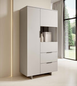 Kombi -Vitrine AVENA  90×170×41,5 cm – Beige Matt