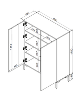 Highboard ROVERE 100×129×40 cm – Schwarz matt & Eiche Artisan