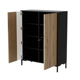 Highboard ROVERE 100×129×40 cm – Schwarz matt & Eiche Artisan