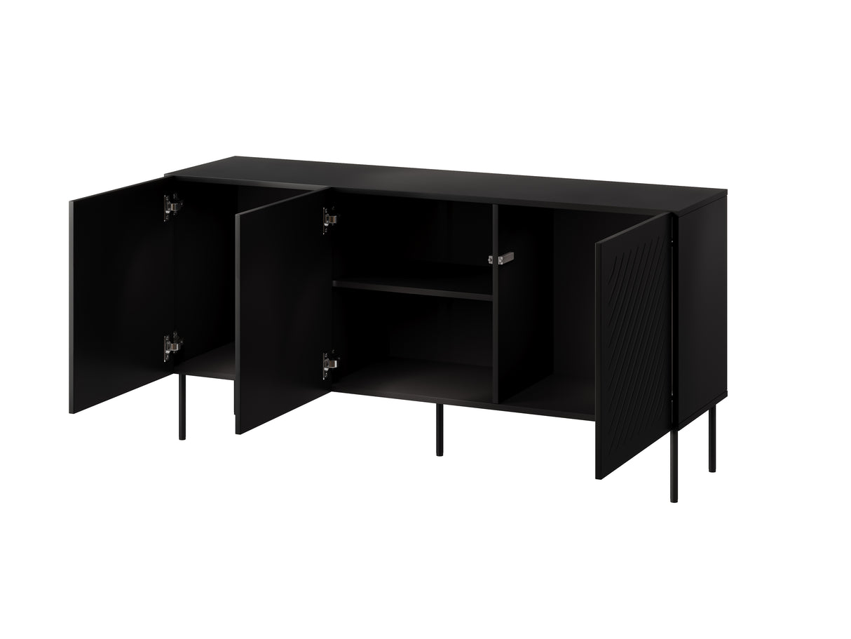 Kommode Rivano 150×75×42cm – Schwarz matt