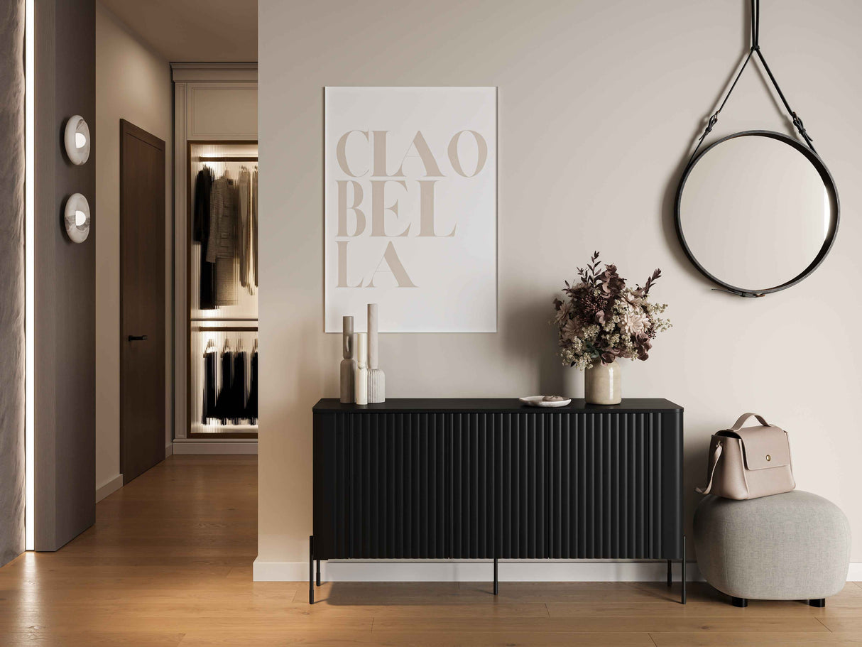 Vitrine SOLIS 110×60×40cm – Schwarz Matt