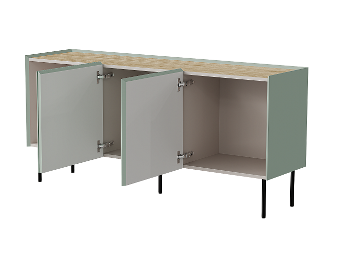 Kommode VELINO 200×70×40 cm – Kaschmir matt & Eiche