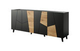 Kommode, ETNARO DESIGN 200x80x45cm, Eiche /Schwarz matt