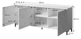 Carrara Sideboard, Marmor Design 200x80cm, schwarz matt