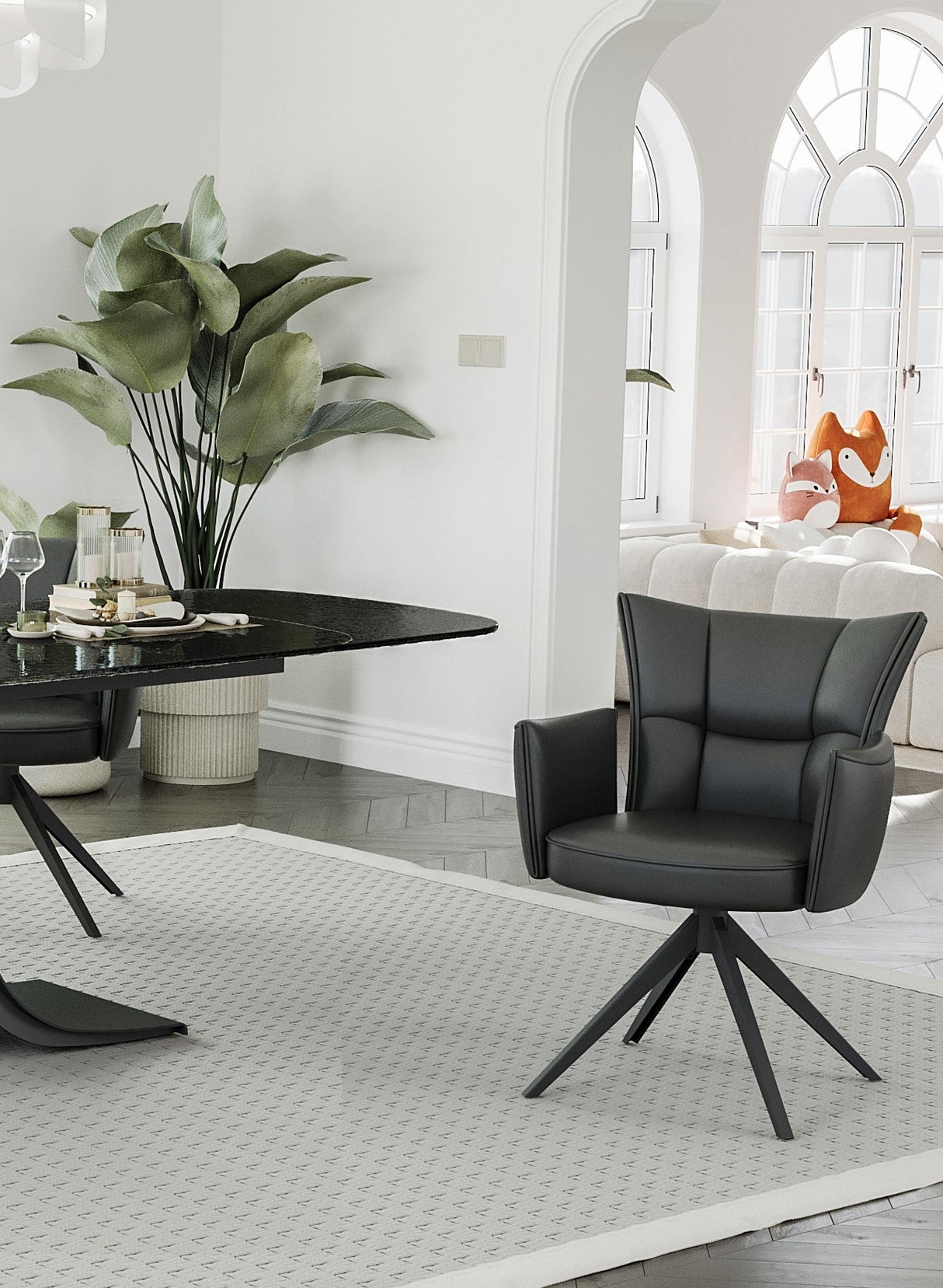 MONZA Drehstuhl Rindsleder braun 360°-Funktion