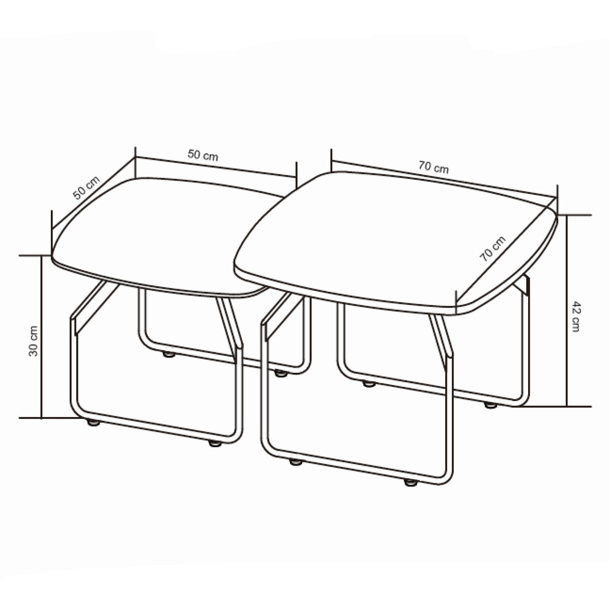 Federer 2-teiliger Couchtisch 70x70cm & 50x50cm