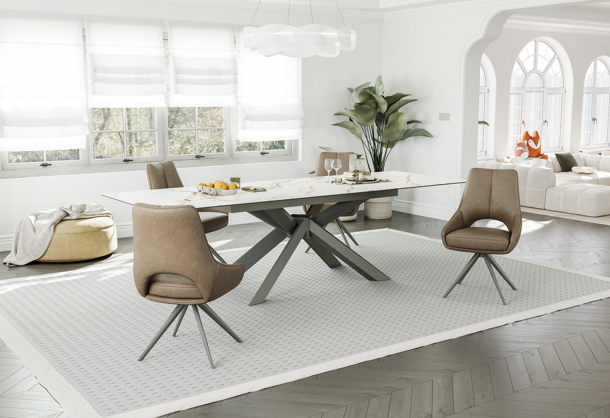 Vision Extend Esstisch Ausziehb. Marmor weiss