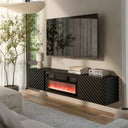 Lario TV-Möbel schwarz + elektrischer Kamin weiss 185x40 cm