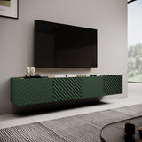 TV-Möbel+ Kamin VANTARA 180×40×40cm – Schwarz matt / Eiche