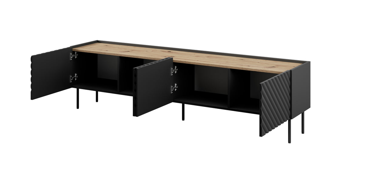 Lowboard VANTARA 200×54×40cm – Grün matt / Eiche Artisan