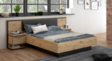 MAXIM Komplett Bett + 2 Nachttische, Eiche Holz/ Grau 273x210x95