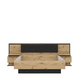 MAXIM Komplett Bett + 2 Nachttische, Eiche Holz/ Grau 273x210x95