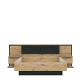 MAXIM Komplett Bett + 2 Nachttische, Eiche Holz/ Grau 273x210x95