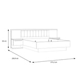 MAXIM Komplett Bett + 2 Nachttische, Eiche Holz/ Grau 273x210x95