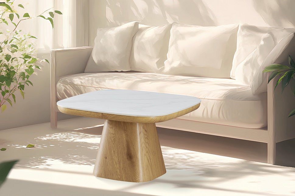 MARLIO Couchtisch weiss Keramik 80x80 cm