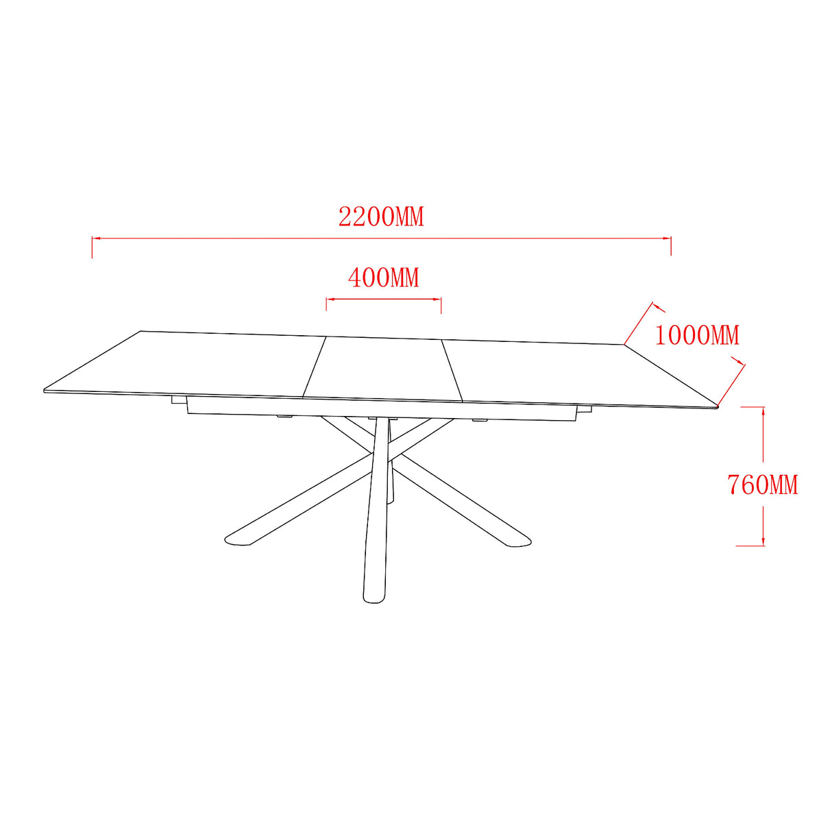 NOREGA – Flexibler Design-Esstisch 180-220x100 cm black
