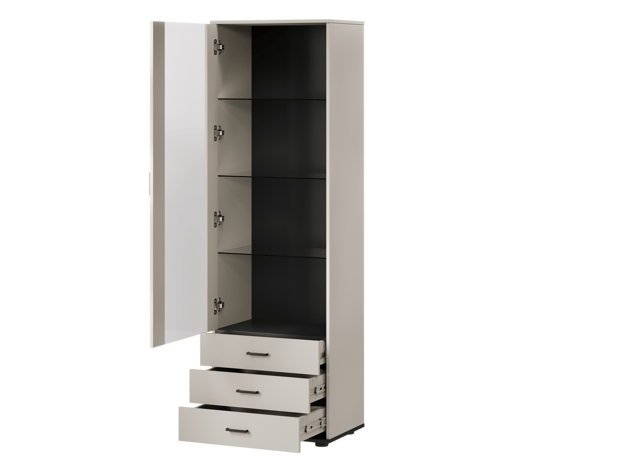 NUVOLA+ Vitrine S1, Kaschmir + Schwarz mit LED