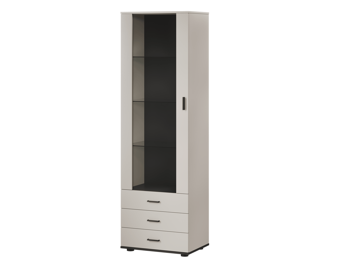 NUVOLA+ Vitrine S1, Kaschmir + Schwarz mit LED