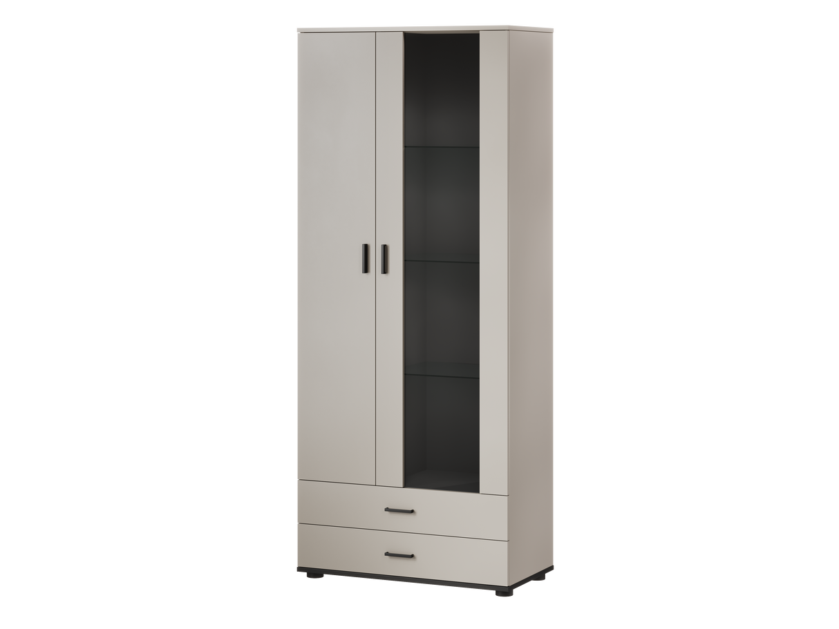 NUVOLA+ Vitrine S1, Kaschmir + Schwarz mit LED