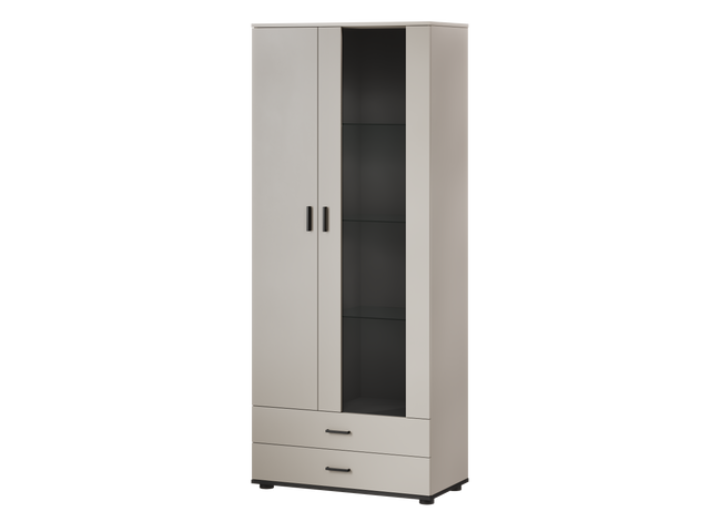 NUVOLA+ Vitrine S1, Kaschmir + Schwarz mit LED