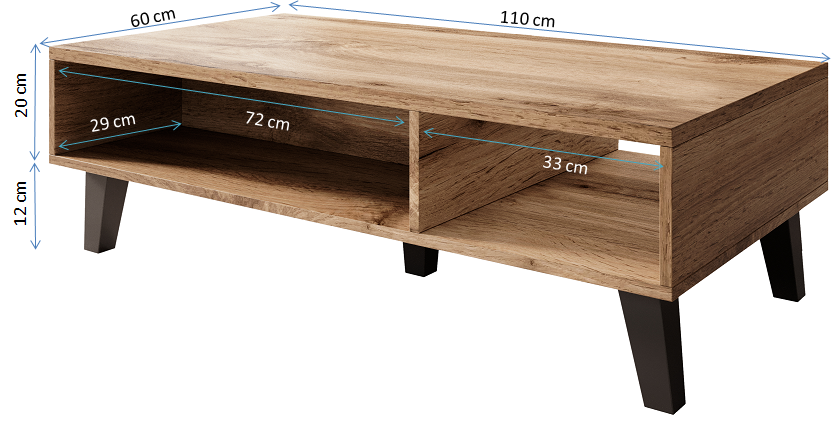 Nursia Couchtisch -Wotan-Eiche 110x32x60cm