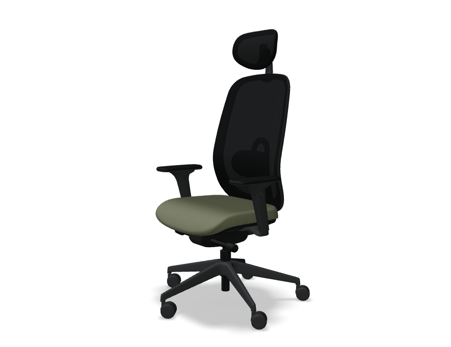 Oliver Bürostuhl 360 Kopf.+ 4D schwarz /olivgrün Grain Stoff - Prime Möbel