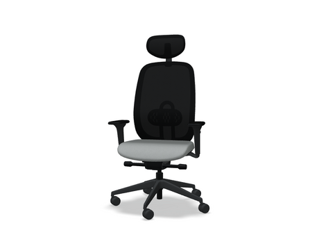 Oliver Bürostuhl 360 Kopf.+ 4D schwarz /grau Grain Stoff - Prime Möbel