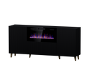 PALMOS Kommode mit Elektro Kamin- Mattschwarz 180x82x42cm