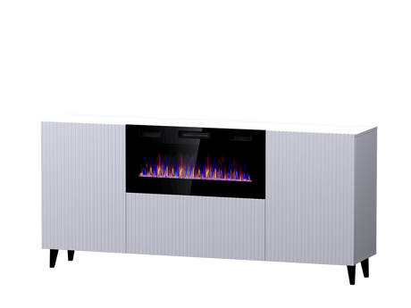 PALMOS Kommode mit Elektro Kamin- Mattschwarz 180x82x42cm