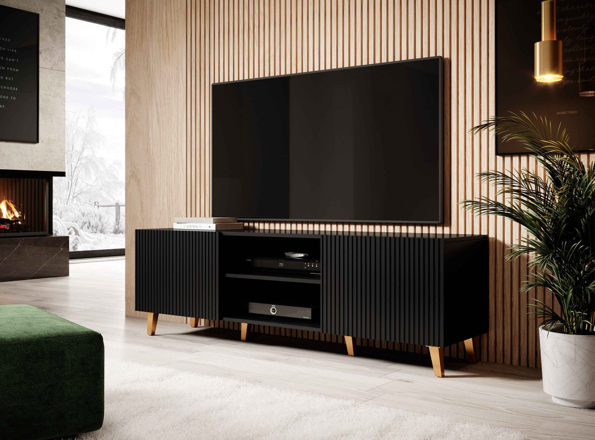 PALMOS TV-Möbel Mattschwarz  150x52x42cm - Komfort