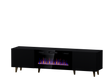 PALMOS TV-Möbel +Elektro Kamin Mattschwarz 180x49x42cm
