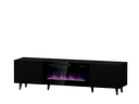 PALMOS TV-Möbel +Elektro Kamin Mattschwarz 180x49x42cm