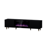 PALMOS TV-Möbel +Elektro Kamin Mattschwarz 180x49x42cm
