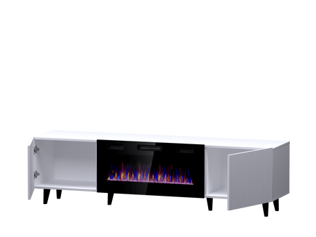 PALMOS TV-Möbel +Elektro Kamin Mattschwarz 180x49x42cm