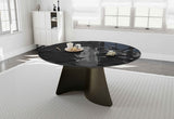 PAVARD Design Esstisch – Rund Braun, Glas + Metall Ø 160x78cm