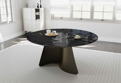 PAVARD Design Esstisch – Rund Braun, Glas + Metall Ø 160x78cm