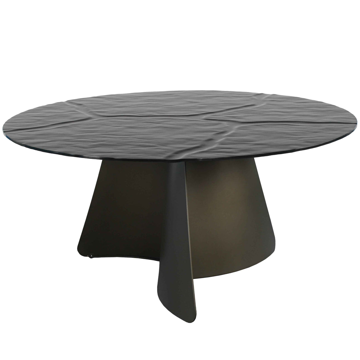 PAVARD Design Esstisch – Rund Braun, Glas + Metall Ø 160x78cm