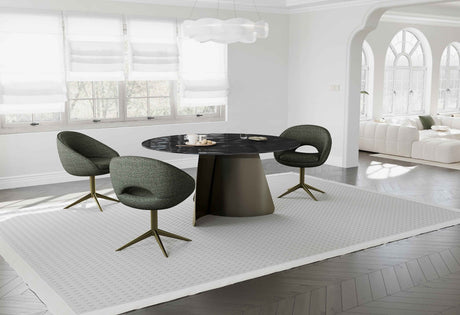 PAVARD Design Esstisch – Rund Braun, Glas + Metall Ø 160x78cm