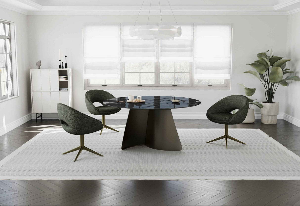 PAVARD Design Esstisch – Rund Braun, Glas + Metall Ø 160x78cm